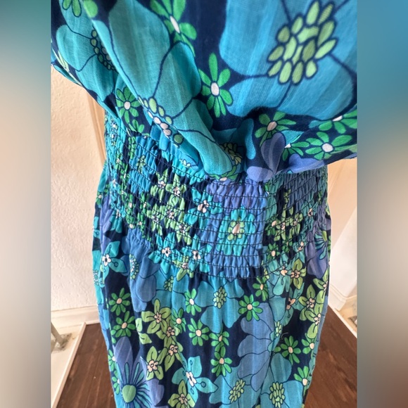 NWT Ramy Brook Sz XXL Charlene Dress in Blue and Green Floral ($395) - Picture 8 of 11